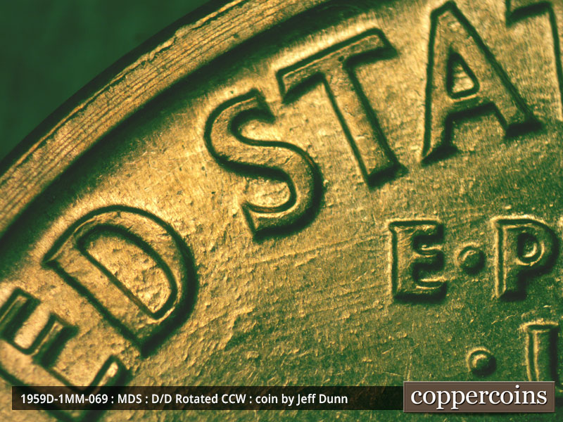 Die-stage B marker on 1959D•1MM•069 (1959 Repunched Mint Mark).