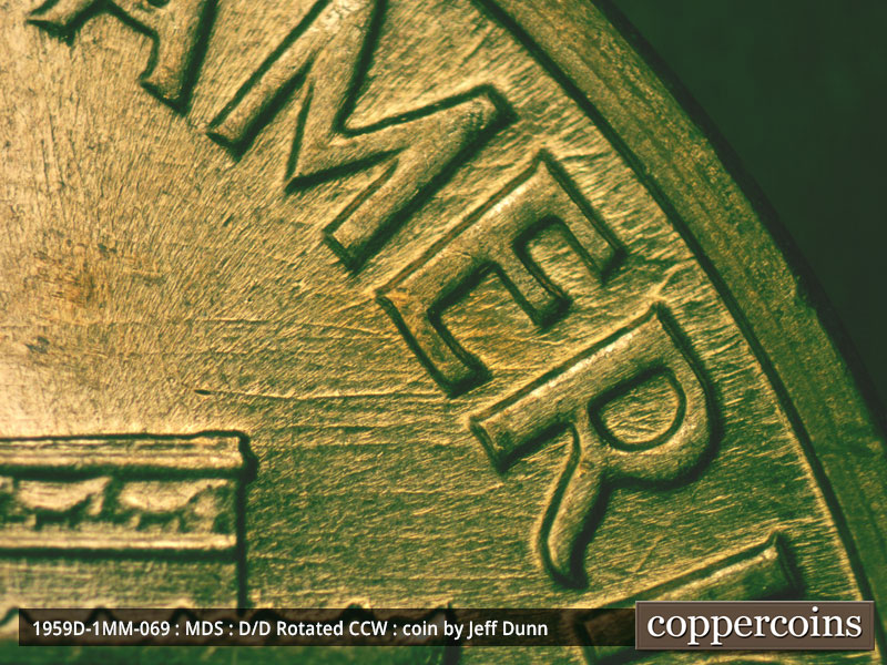 Die-stage B marker on 1959D•1MM•069 (1959 Repunched Mint Mark).