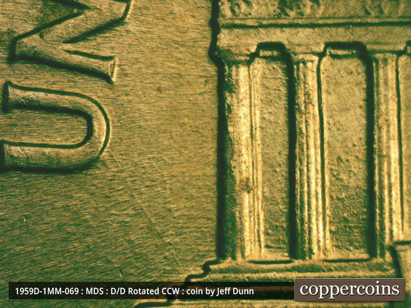 Die-stage B marker on 1959D•1MM•069 (1959 Repunched Mint Mark).