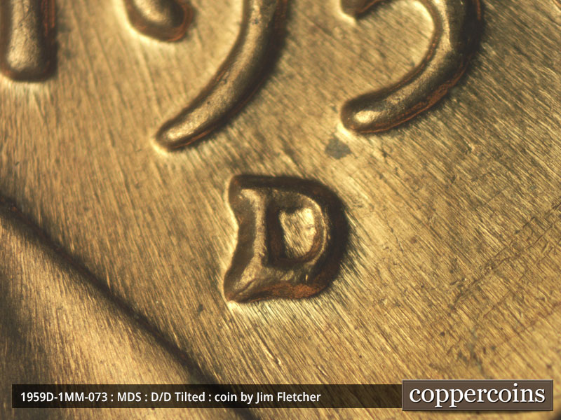 1959 Lincoln cent obverse, CopperCoins die 1959D•1MM•073.