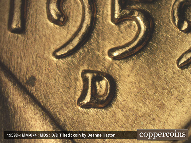 1959 Lincoln cent obverse, CopperCoins die 1959D•1MM•074.