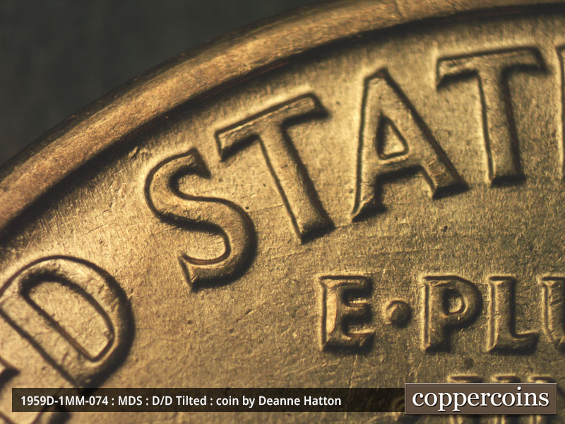 Die-stage B marker on 1959D•1MM•074 (1959 Repunched Mint Mark).