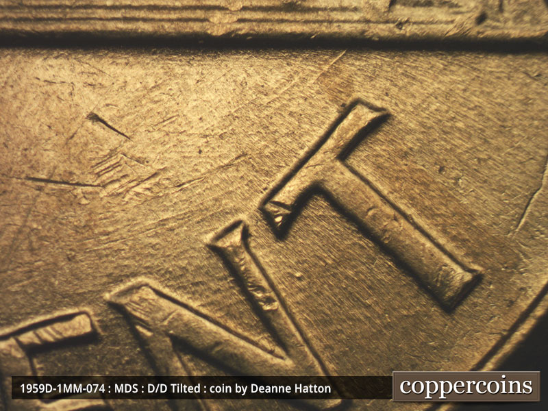 Die-stage B marker on 1959D•1MM•074 (1959 Repunched Mint Mark).