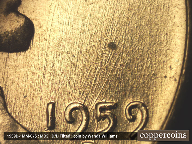 Die-stage B marker on 1959D•1MM•075 (1959 Repunched Mint Mark).