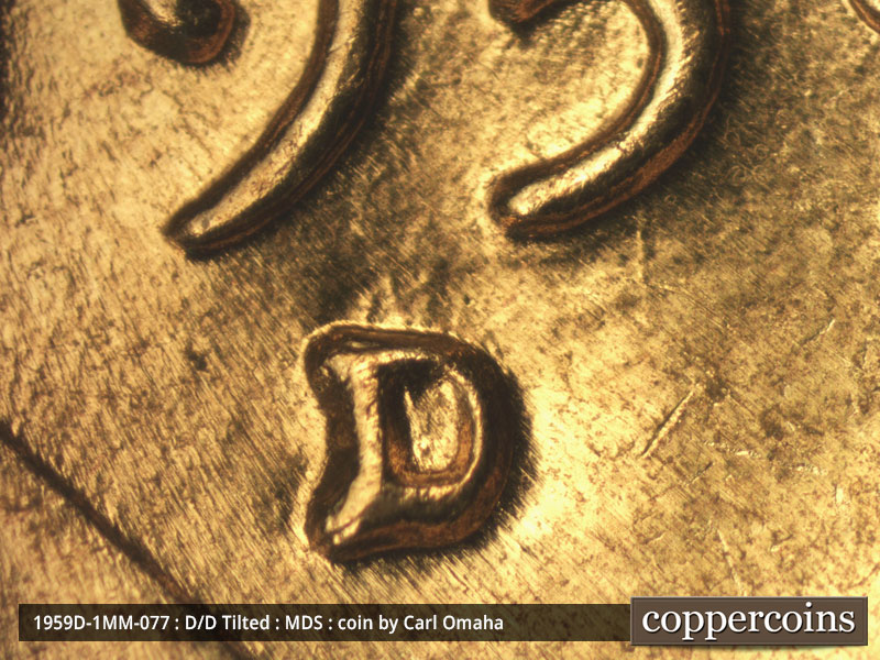 1959 Lincoln cent obverse, CopperCoins die 1959D•1MM•077.
