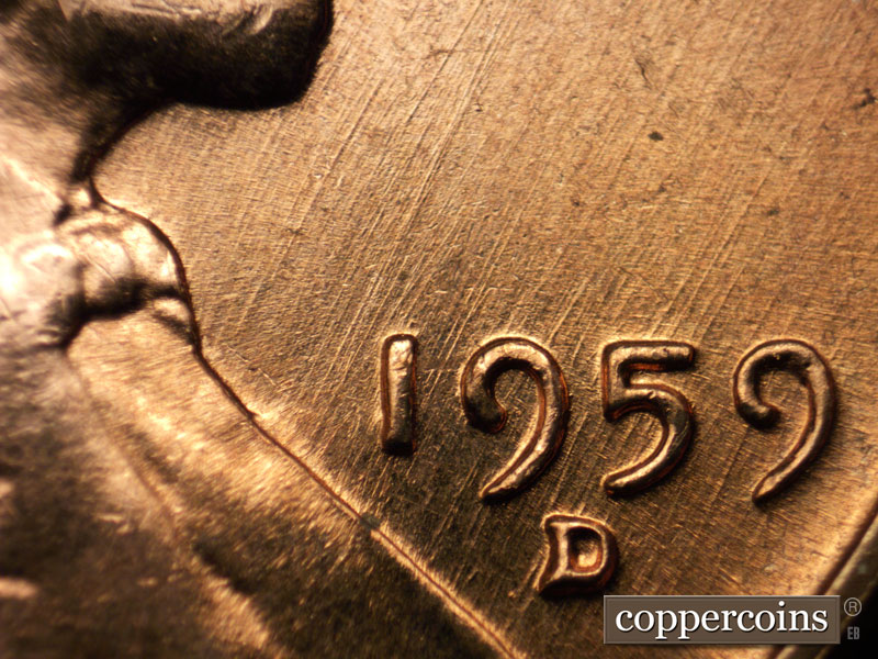 Die-stage B marker on 1959D•1MM•083 (1959 Repunched Mint Mark).