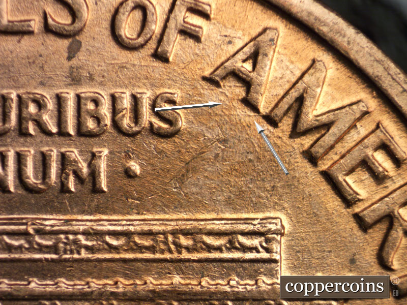 Die-stage B marker on 1959D•1MM•086 (1959 Repunched Mint Mark).
