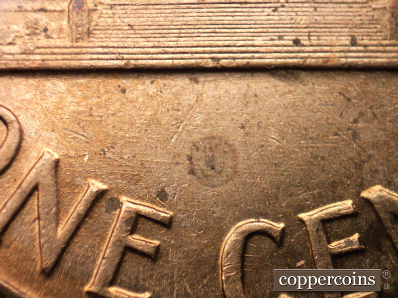 Die-stage B marker on 1959D•1MM•086 (1959 Repunched Mint Mark).