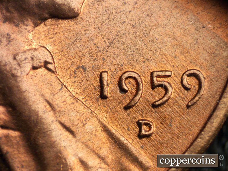 Die-stage C marker on 1959D•1MM•088 (1959 Repunched Mint Mark).