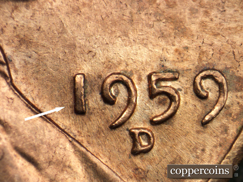 Die-stage C marker on 1959D•1MM•089 (1959 Repunched Mint Mark).