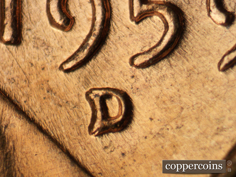 1959 Lincoln cent obverse, CopperCoins die 1959D•1MM•090.