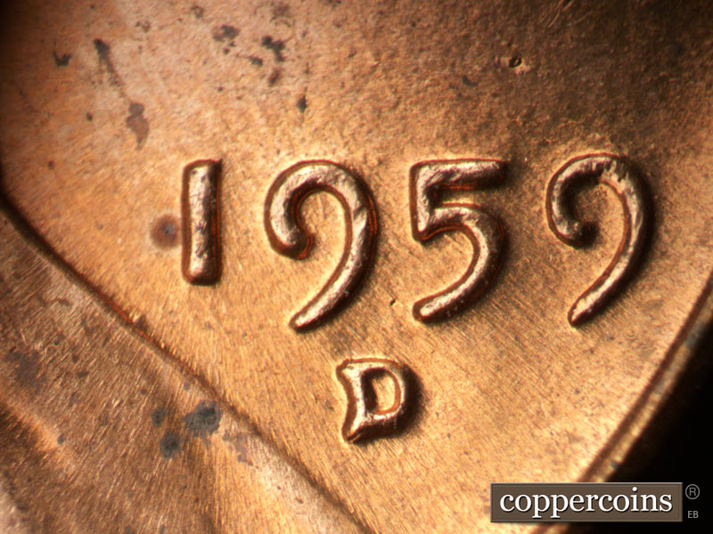 Die-stage C marker on 1959D•1MM•090 (1959 Repunched Mint Mark).