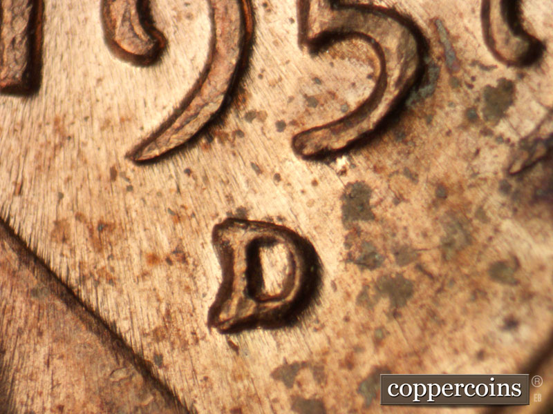 Die-stage C marker on 1959D•1MM•091 (1959 Repunched Mint Mark).