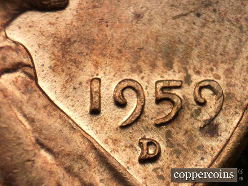 Die-stage C marker on 1959D•1MM•091 (1959 Repunched Mint Mark).