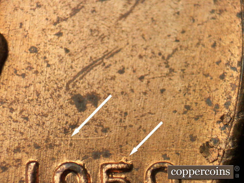Die-stage B marker on 1959D•1MM•093 (1959 Repunched Mint Mark).
