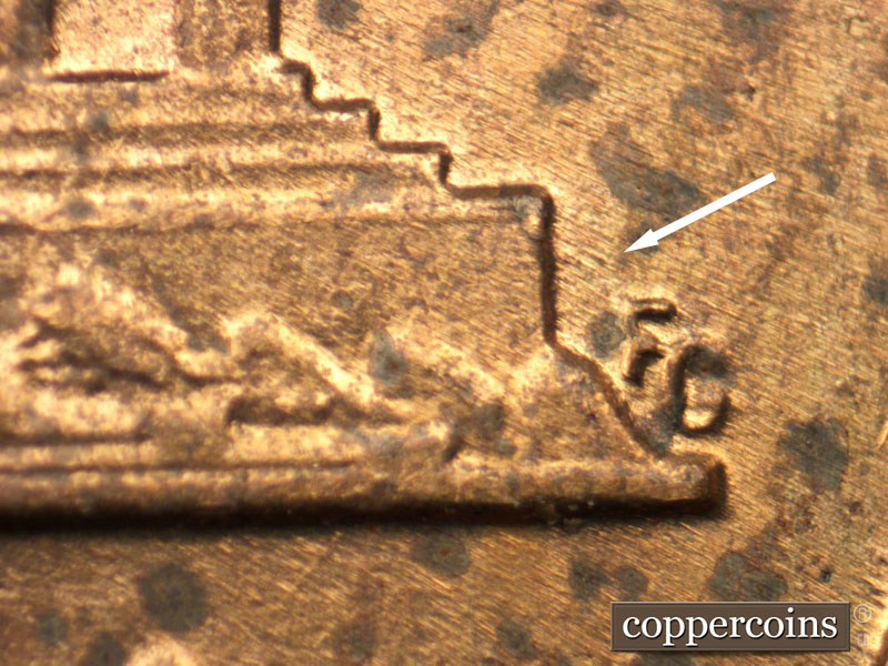 Die-stage B marker on 1959D•1MM•093 (1959 Repunched Mint Mark).