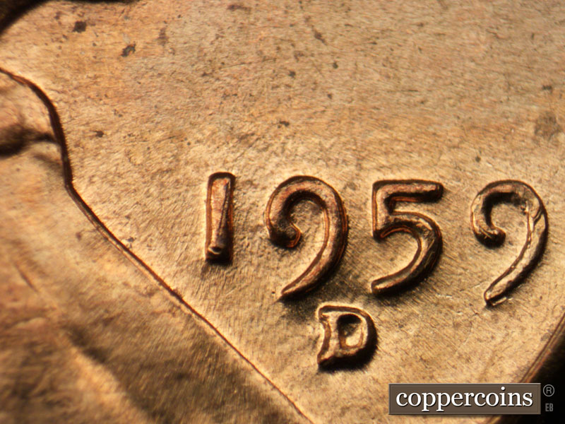 Die-stage B marker on 1959D•1MM•094 (1959 Repunched Mint Mark).