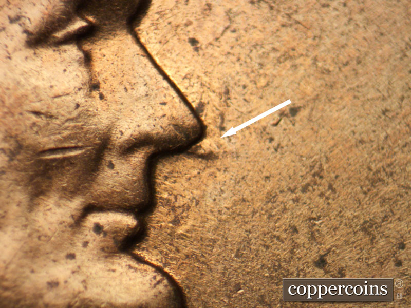 Die-stage B marker on 1959D•1MM•095 (1959 Repunched Mint Mark).