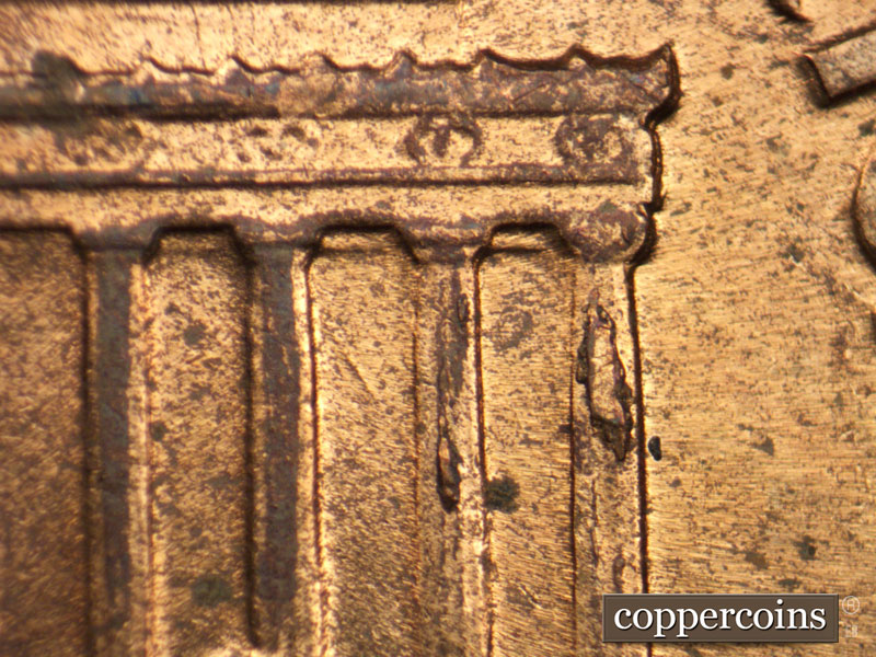Die-stage B marker on 1959D•1MM•095 (1959 Repunched Mint Mark).
