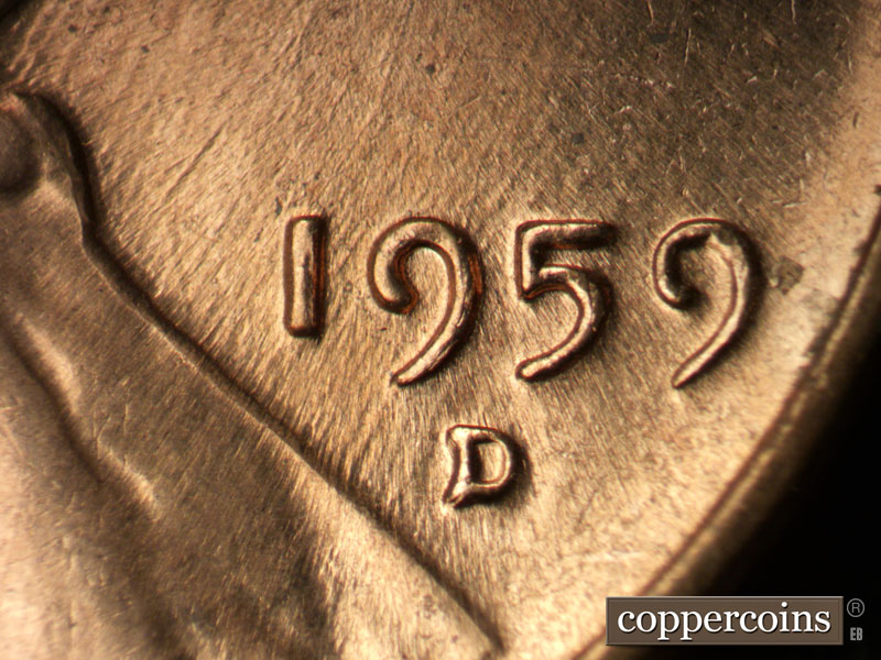 Die-stage C marker on 1959D•1MM•099 (1959 Repunched Mint Mark).