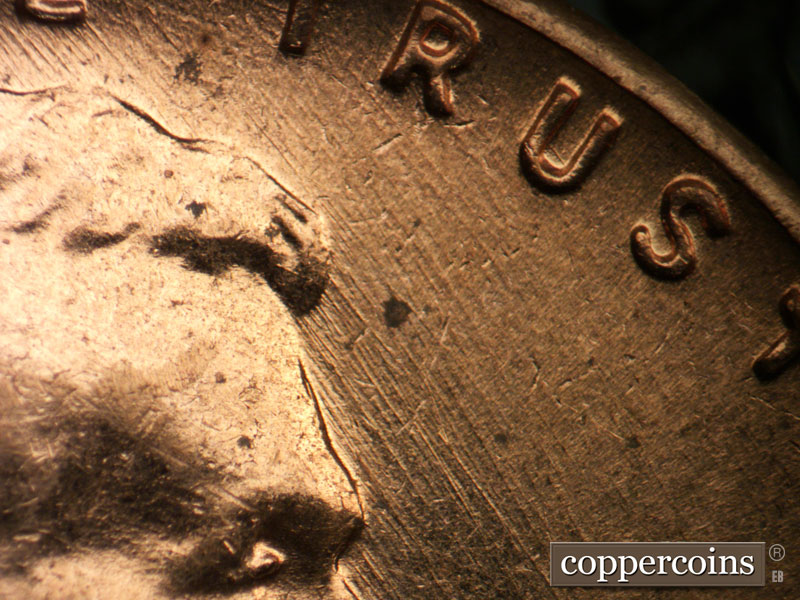 Die-stage B marker on 1959D•1MM•101 (1959 Repunched Mint Mark).
