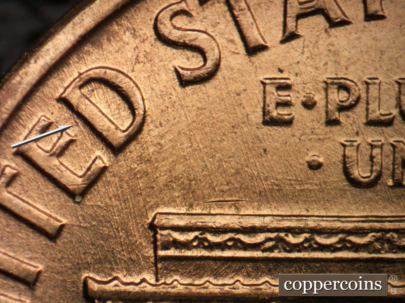 Die-stage B marker on 1959D•1MM•101 (1959 Repunched Mint Mark).