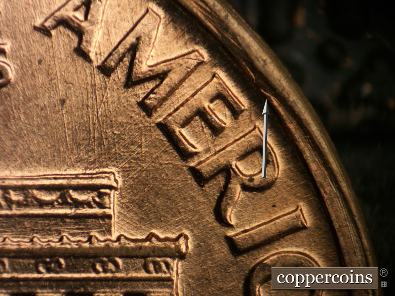 Die-stage B marker on 1959D•1MM•101 (1959 Repunched Mint Mark).