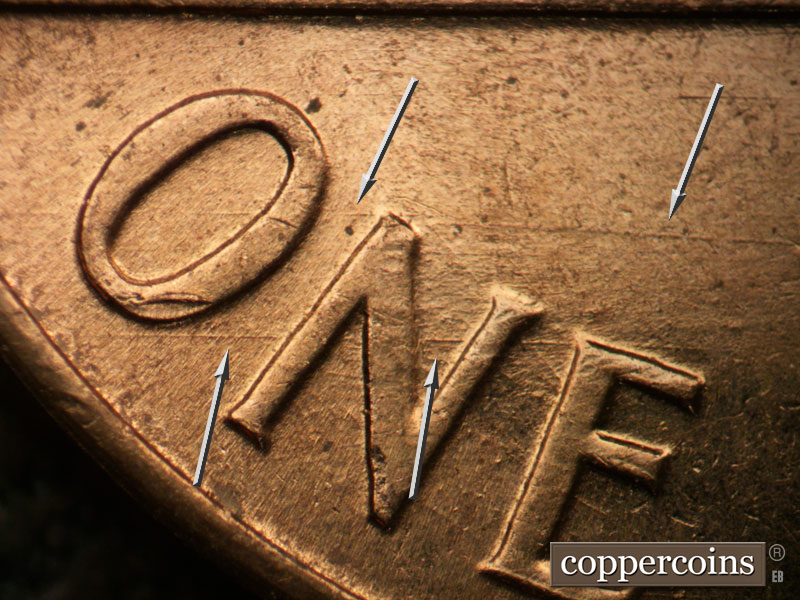Die-stage B marker on 1959D•1MM•101 (1959 Repunched Mint Mark).
