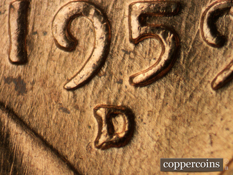 1959 Lincoln cent obverse, CopperCoins die 1959D•1MM•104.