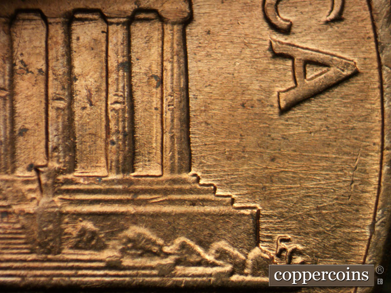 Die-stage B marker on 1959D•1MM•104 (1959 Repunched Mint Mark).