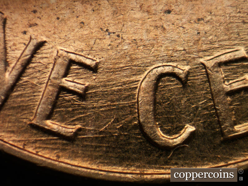 Die-stage B marker on 1959D•1MM•104 (1959 Repunched Mint Mark).