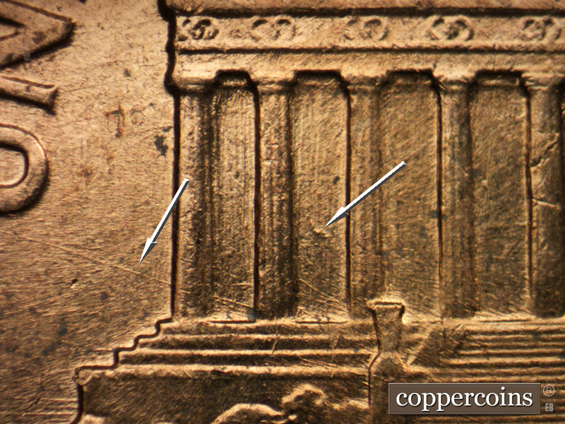 Die-stage B marker on 1959D•1MM•104 (1959 Repunched Mint Mark).