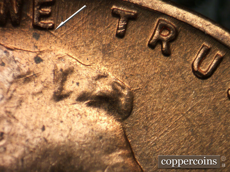 Die-stage B marker on 1959D•1MM•105 (1959 Repunched Mint Mark).