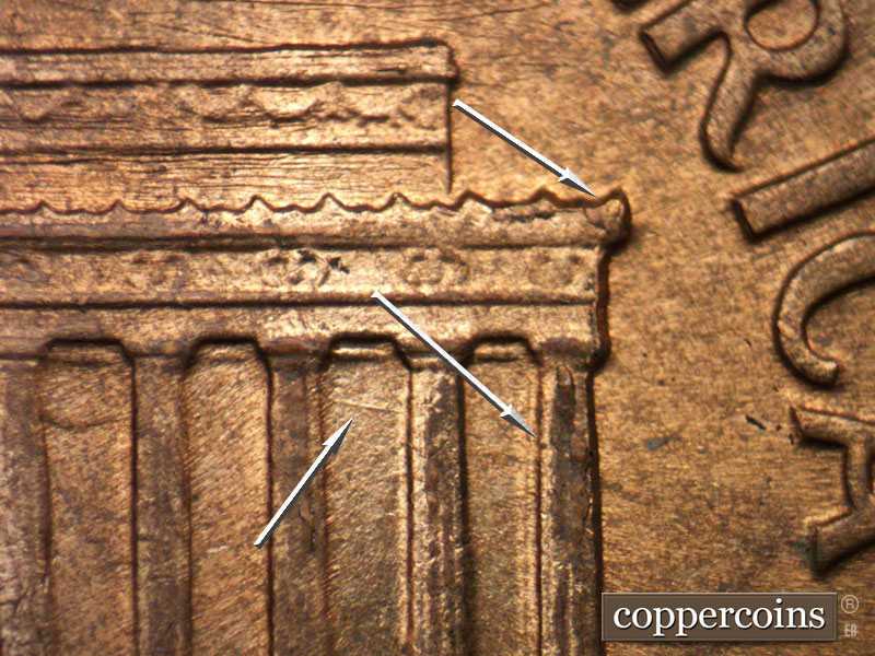 Die-stage B marker on 1959D•1MM•105 (1959 Repunched Mint Mark).