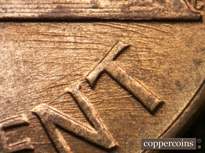 Die-stage B marker on 1959D•1MM•105 (1959 Repunched Mint Mark).