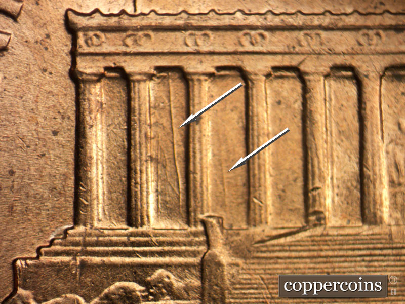 Die-stage B marker on 1959D•1MM•106 (1959 Repunched Mint Mark).