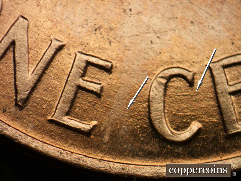 Die-stage B marker on 1959D•1MM•107 (1959 Repunched Mint Mark).