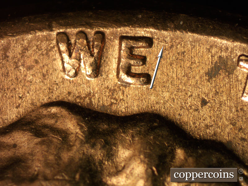 Die-stage A marker on 1959D•1MM•110 (1959 Repunched Mint Mark).