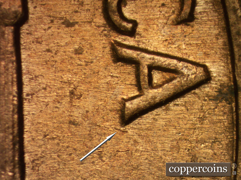 Die-stage A marker on 1959D•1MM•110 (1959 Repunched Mint Mark).
