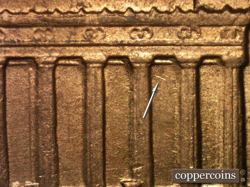 Die-stage A marker on 1959D•1MM•110 (1959 Repunched Mint Mark).