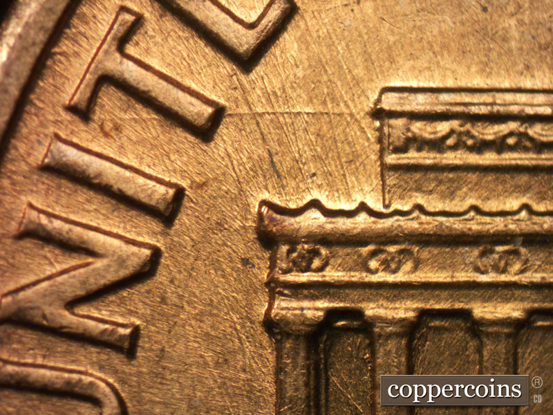 Die-stage B marker on 1959D•1MM•111 (1959 Repunched Mint Mark).