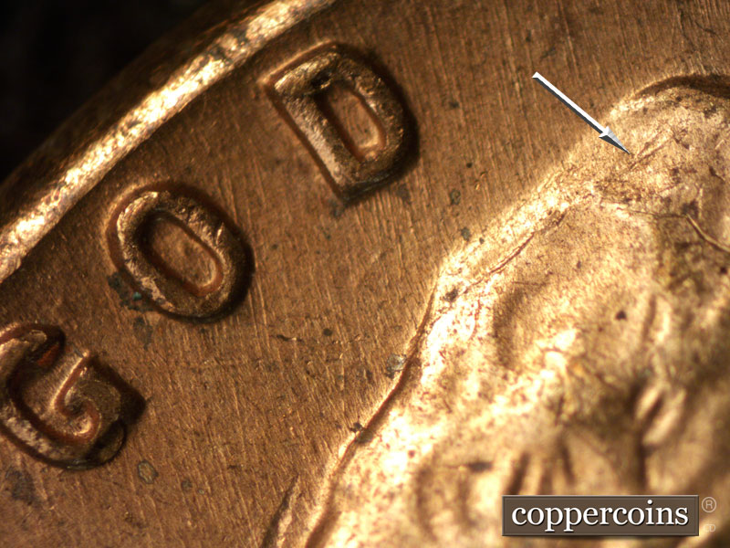 Die-stage A marker on 1959D•1MM•116 (1959 Repunched Mint Mark).