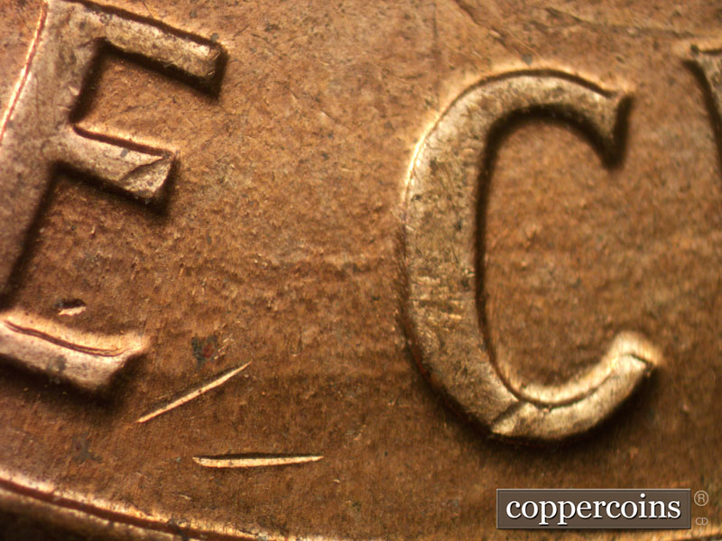 Die-stage A marker on 1959D•1MM•116 (1959 Repunched Mint Mark).