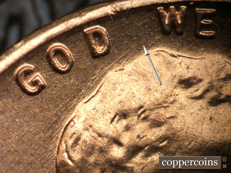 Die-stage B marker on 1959D•1MM•118 (1959 Repunched Mint Mark).