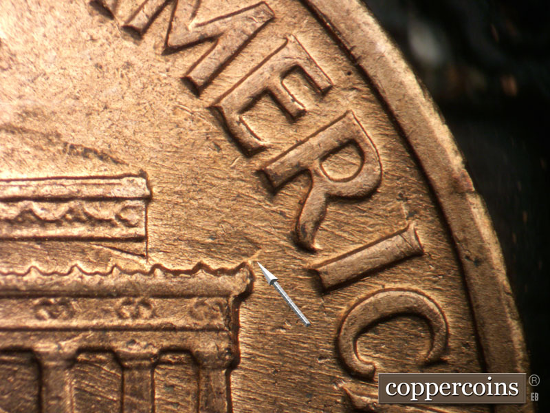 Die-stage B marker on 1959D•1MM•118 (1959 Repunched Mint Mark).