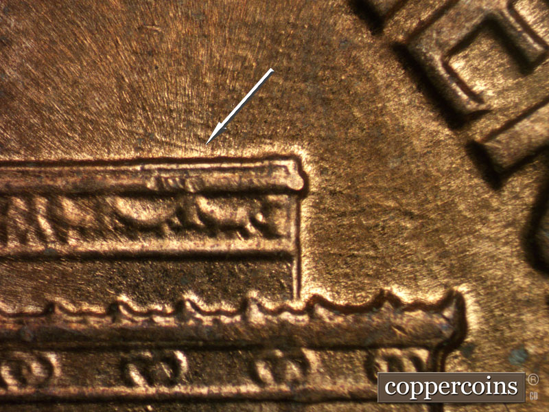 Die-stage B marker on 1959D•1MM•120 (1959 Repunched Mint Mark).