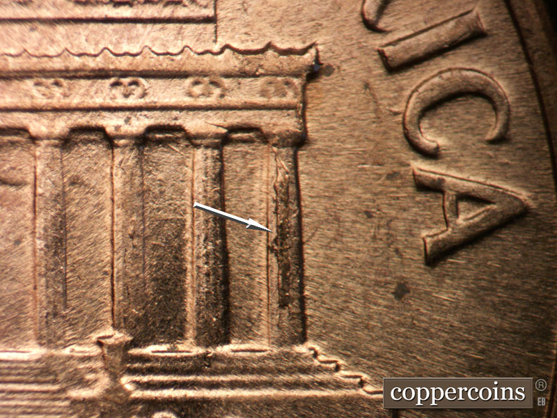 Die-stage B marker on 1959D•1MM•121 (1959 Repunched Mint Mark).