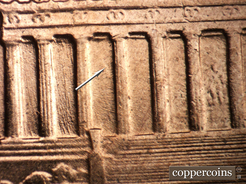 Die-stage B marker on 1959D•1MM•121 (1959 Repunched Mint Mark).