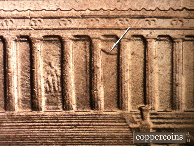 Die-stage B marker on 1959D•1MM•121 (1959 Repunched Mint Mark).