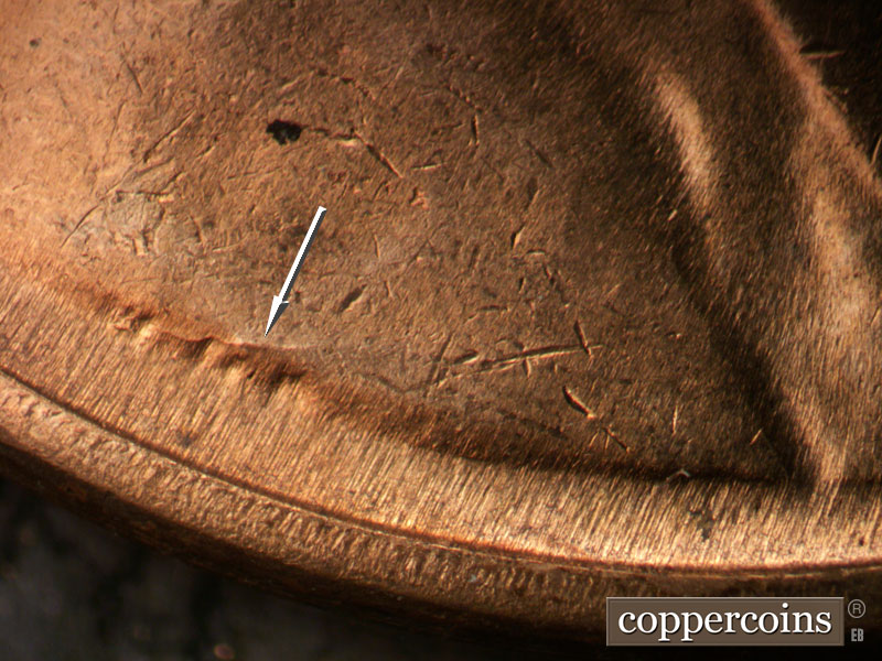 Die-stage B marker on 1959D•1MM•122 (1959 Repunched Mint Mark).